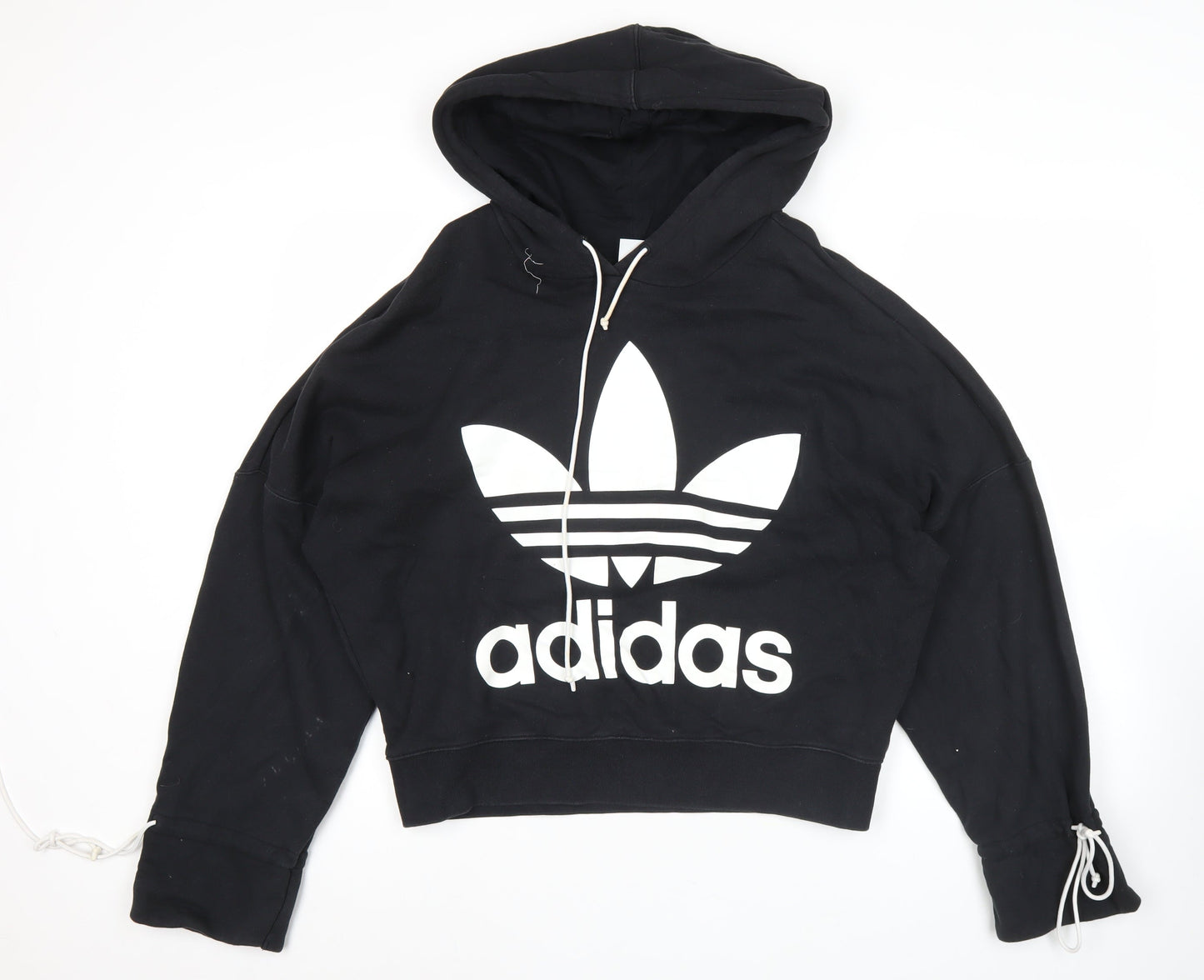 Adidas Womens Black Hoodie Size 12 Pullover Relaxed Fit Logo
