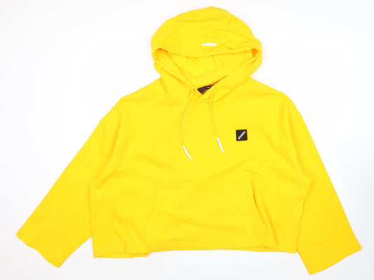 Skechers Womens Yellow Hoodie Size 8 Pullover Logo Hooded Sweatshirt
