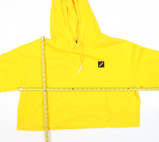Skechers Womens Yellow Hoodie Size 8 Pullover Logo Hooded Sweatshirt