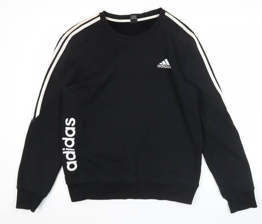 Adidas Men Black XL Pullover Sweatshirt Crew Neck Long Sleeve Logo