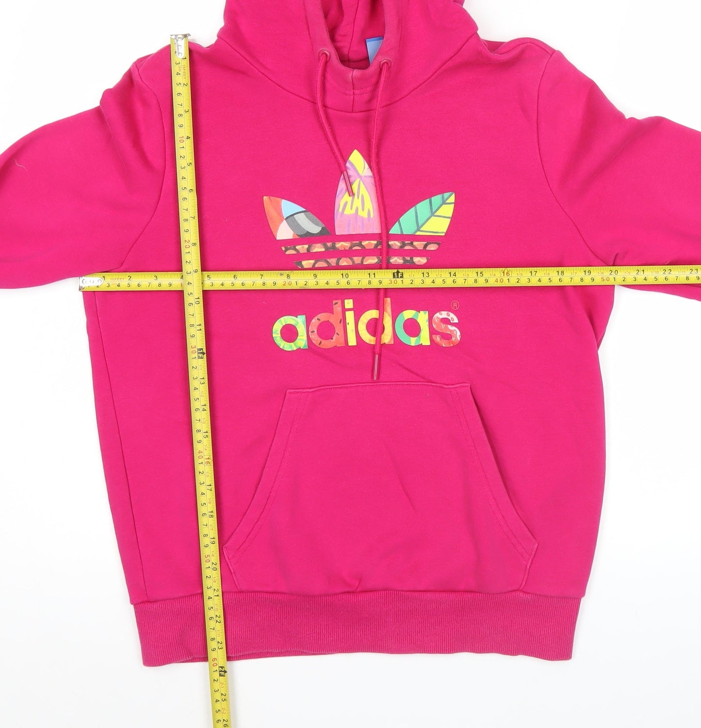 Adidas Womens Pink Hoodie Size 12 Pullover Cotton Blend Logo