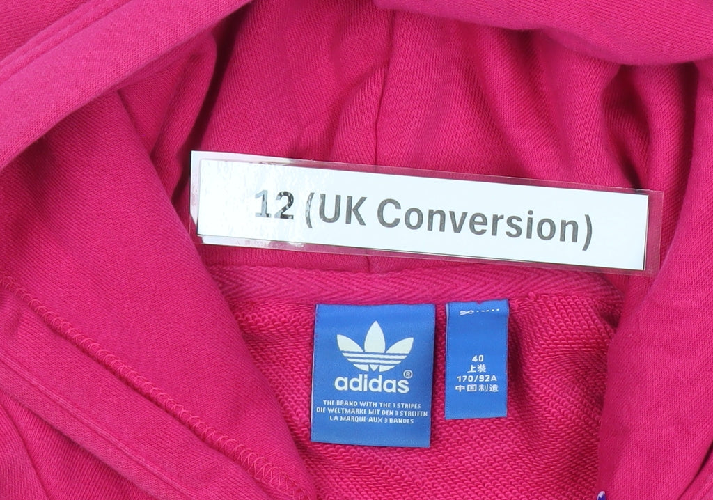 Adidas Womens Pink Hoodie Size 12 Pullover Cotton Blend Logo
