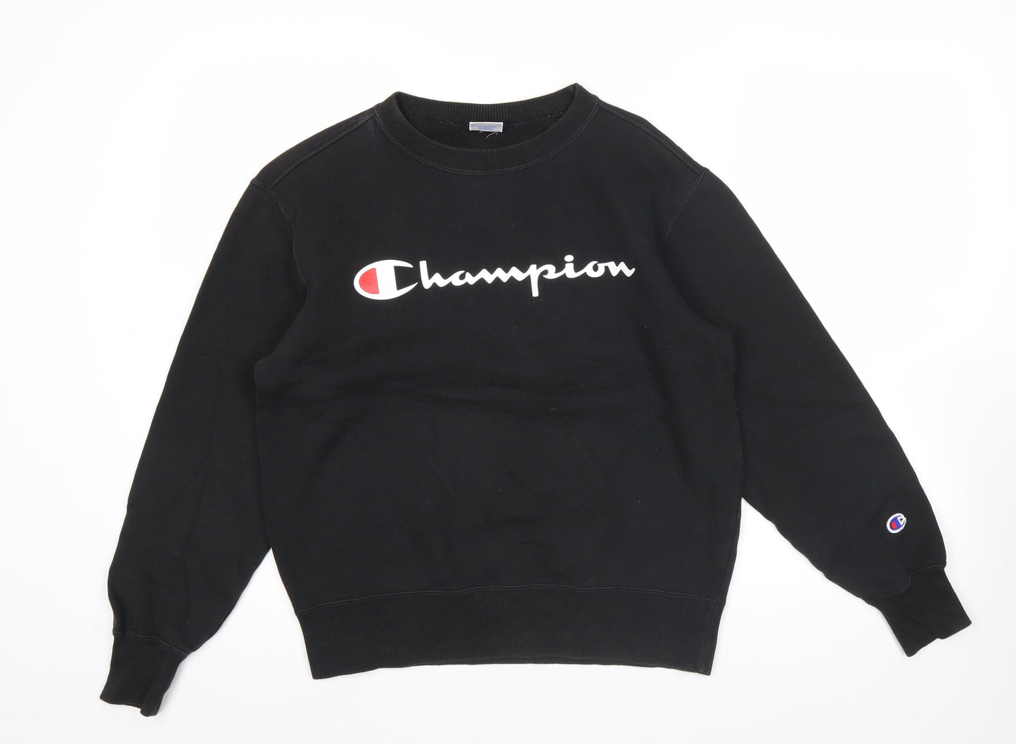 Champion Mens Black Medium Pullover Sweatshirt Logo Graphic