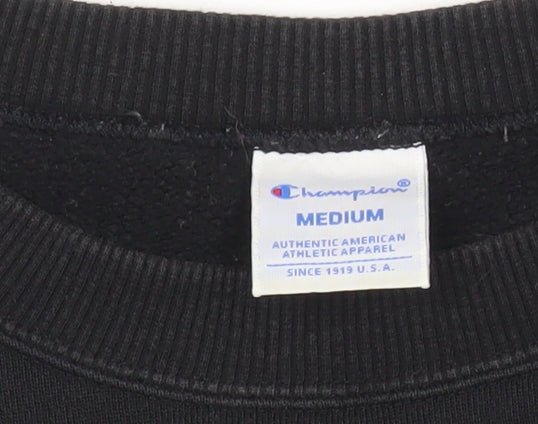 Champion Mens Black Medium Pullover Sweatshirt Logo Graphic