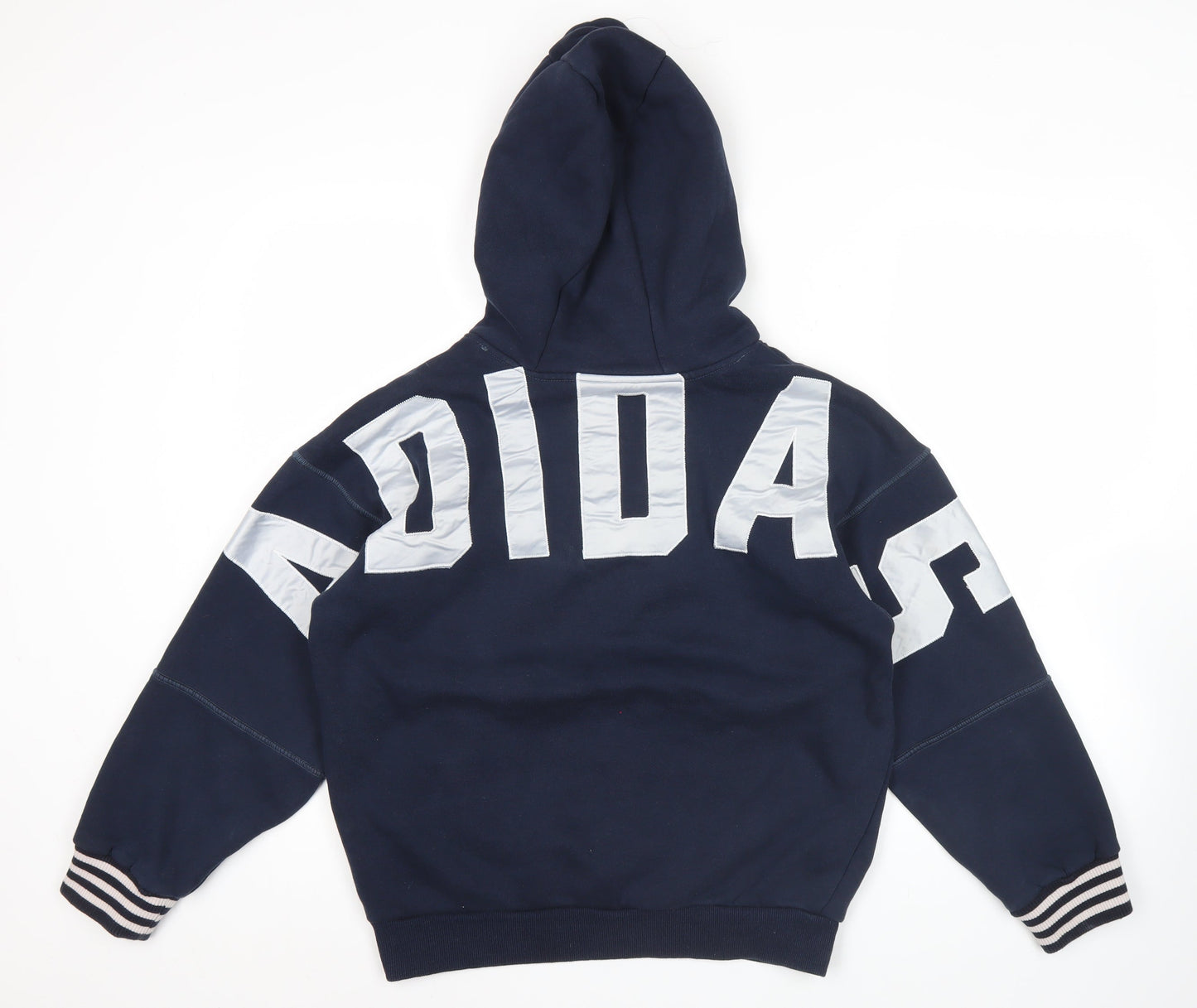 Adidas Mens Blue Pullover Hoodie M Logo Fleece Lined Sportswear