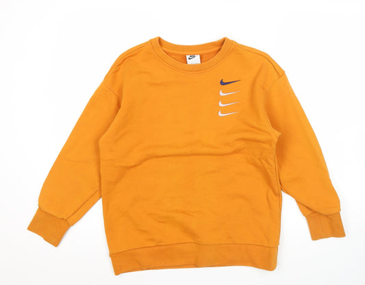 Nike Teens Orange L Pullover Sweatshirt Graphic Logo Sportswear