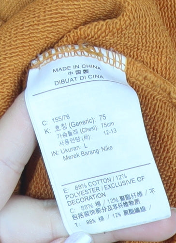 Nike Teens Orange L Pullover Sweatshirt Graphic Logo Sportswear