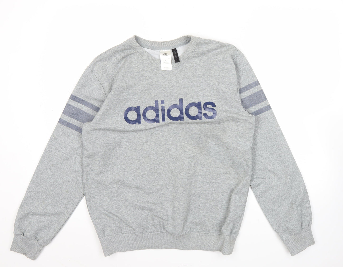 Adidas Men’s Grey Logo Sweatshirt L Pullover Crew Neck Sportswear