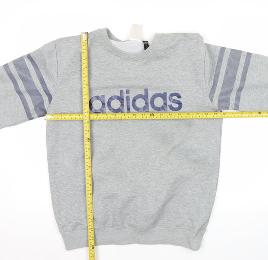 Adidas Men’s Grey Logo Sweatshirt L Pullover Crew Neck Sportswear