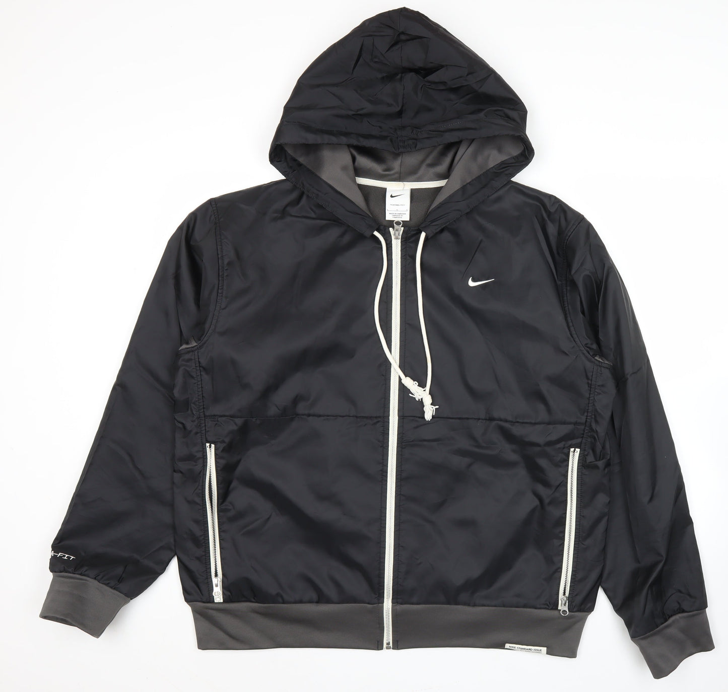 Nike Men's Black L Hooded Windbreaker Jacket Polyester Sportswear