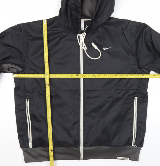 Nike Men's Black L Hooded Windbreaker Jacket Polyester Sportswear