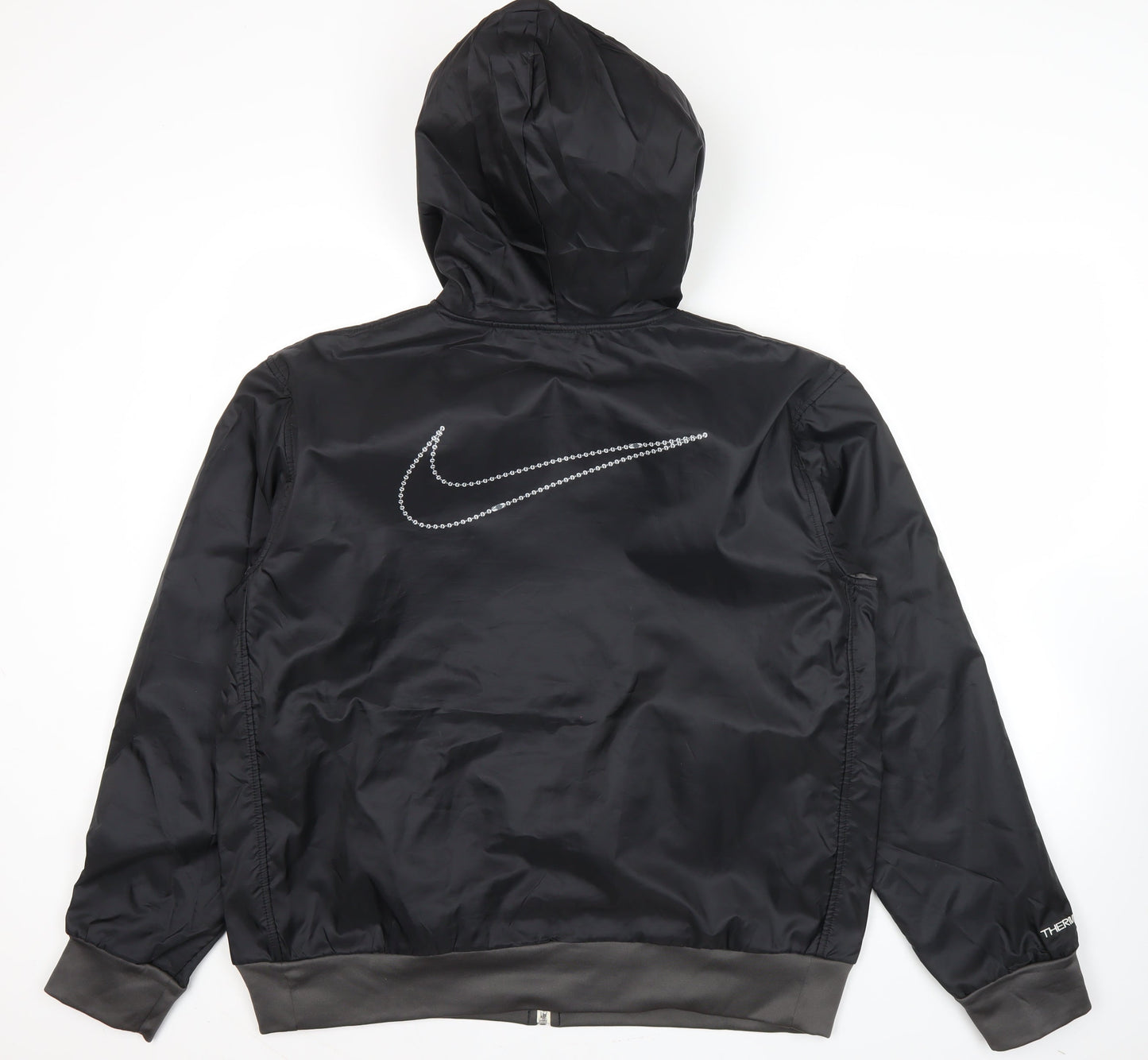 Nike Men's Black L Hooded Windbreaker Jacket Polyester Sportswear