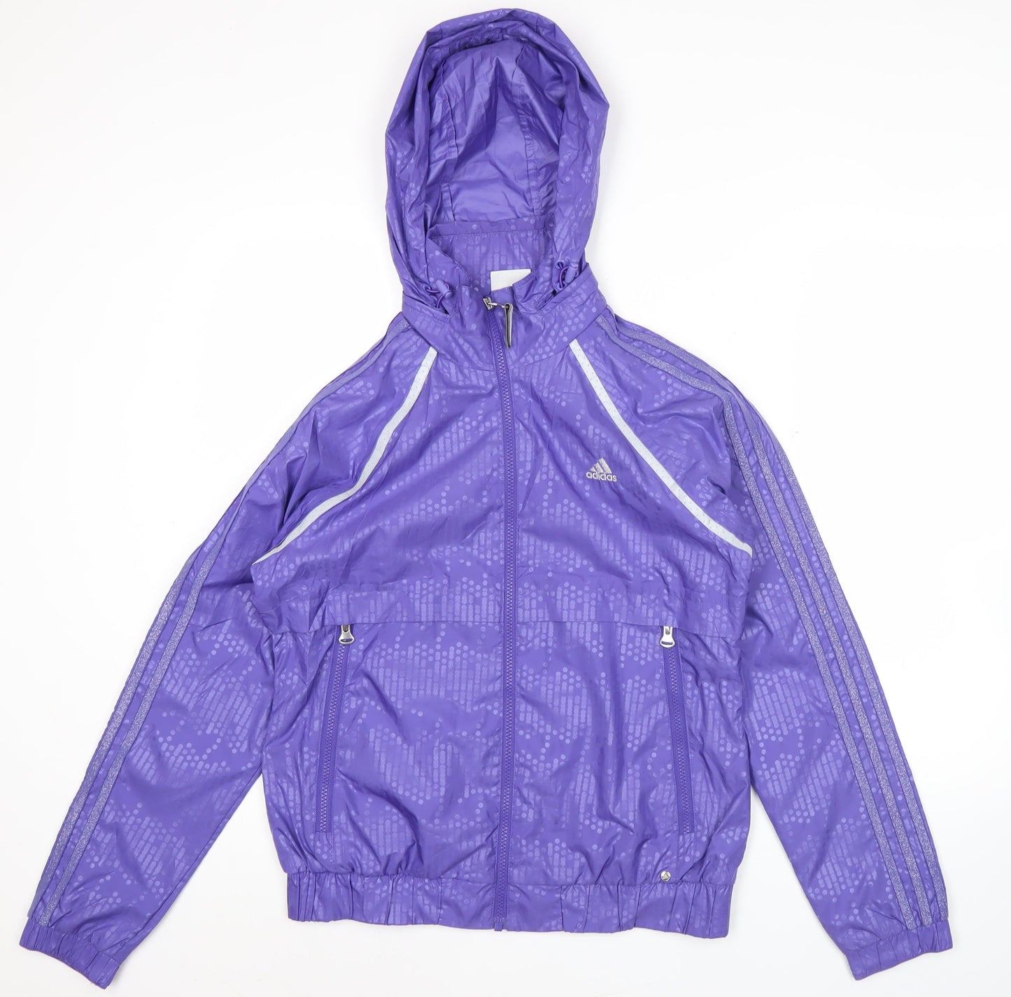 Adidas Womens Purple Size 12 Windbreaker Jacket Hooded Lightweight Activewear