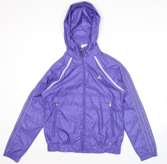 Adidas Womens Purple Size 12 Windbreaker Jacket Hooded Lightweight Activewear