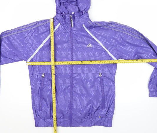 Adidas Womens Purple Size 12 Windbreaker Jacket Hooded Lightweight Activewear