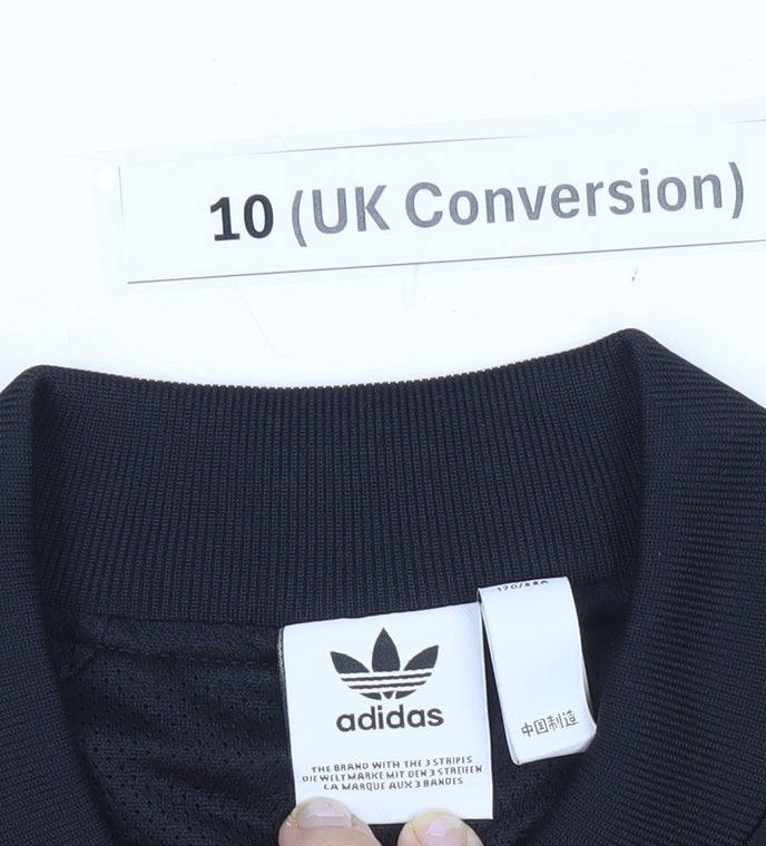 Adidas Womens Black Size 10 Track Jacket Gold Stripe Full Zip
