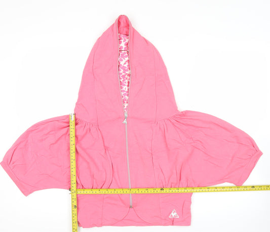 Le Coq Sportif Womens Pink Hooded Zip Jacket Size M Cotton