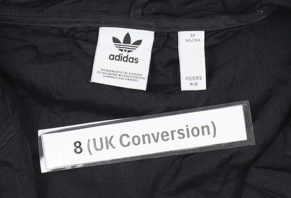 Adidas Womens Black Size 8 Windbreaker Jacket Hooded Nylon