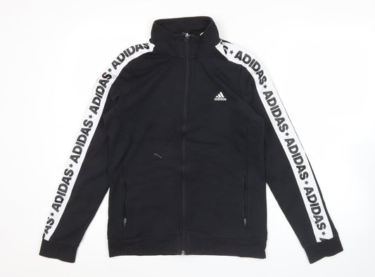 Adidas Womens Black Size 12 Track Jacket Full Zip Sportswear
