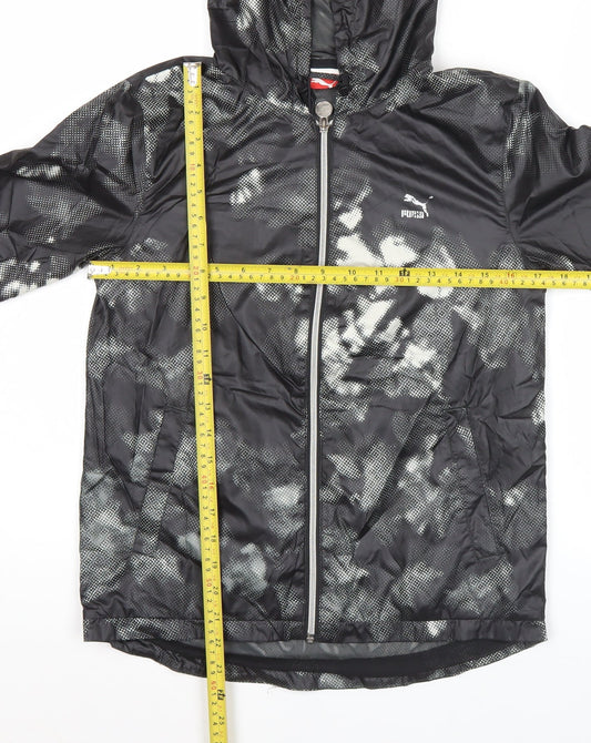Puma Men Black M Windbreaker Hooded Jacket Lightweight Polyester