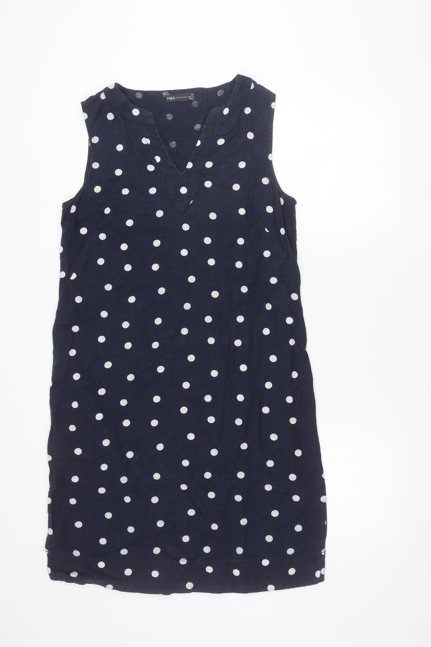 Marks and Spencer Women’s Blue Polka Dot Sleeveless Shift Dress Size 10