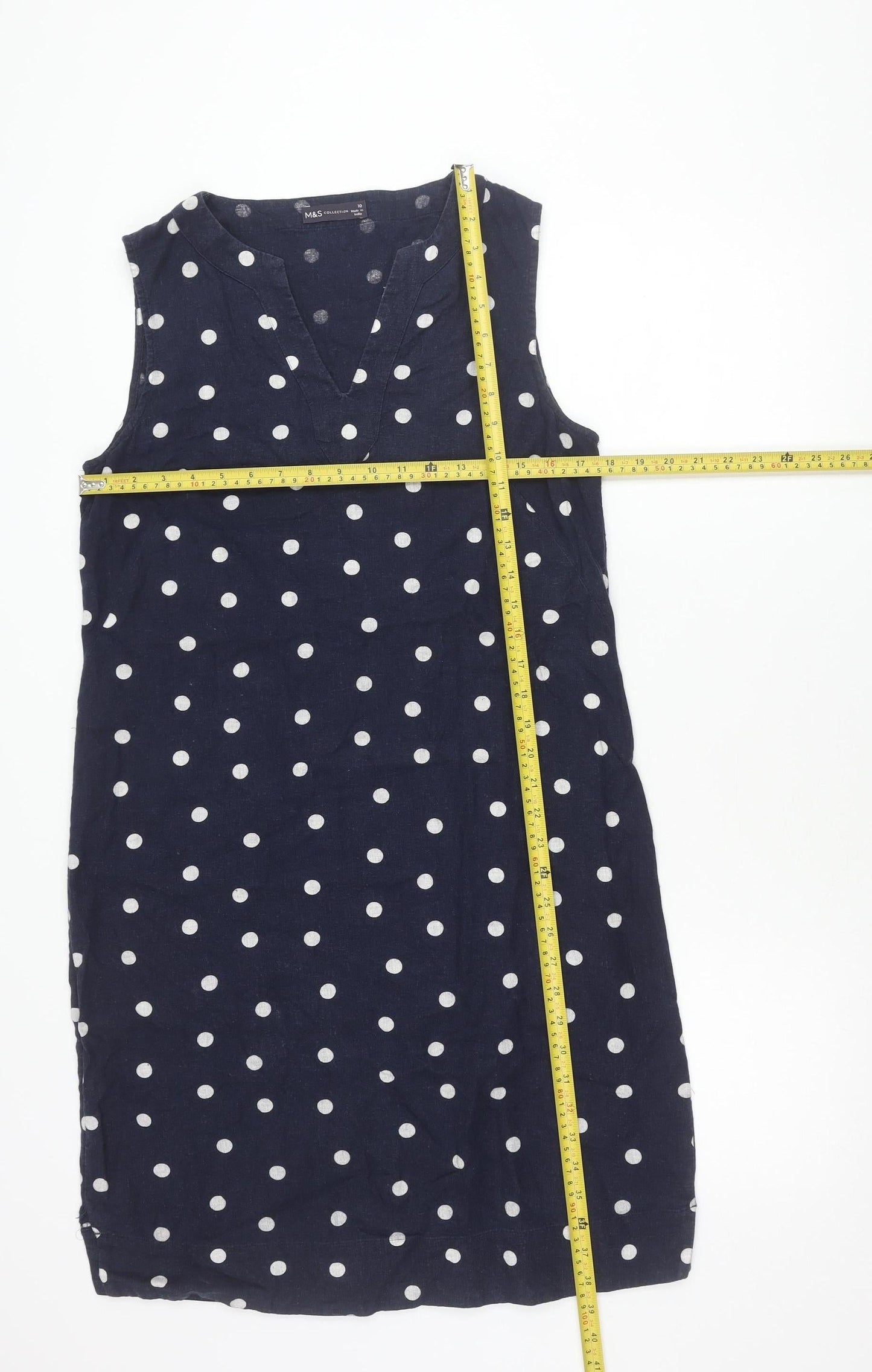 Marks and Spencer Women’s Blue Polka Dot Sleeveless Shift Dress Size 10
