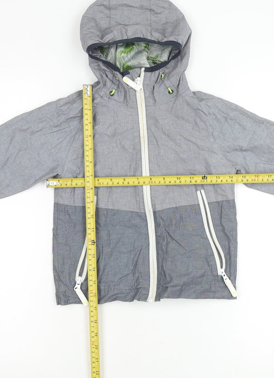 Next Girls Grey Hooded Rain Coat Jacket Age 4 Years Cotton Zip Pockets