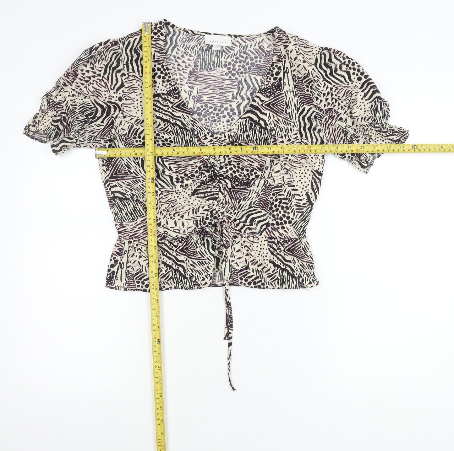 Topshop Women’s Multicoloured Animal Print Wrap Blouse UK 10