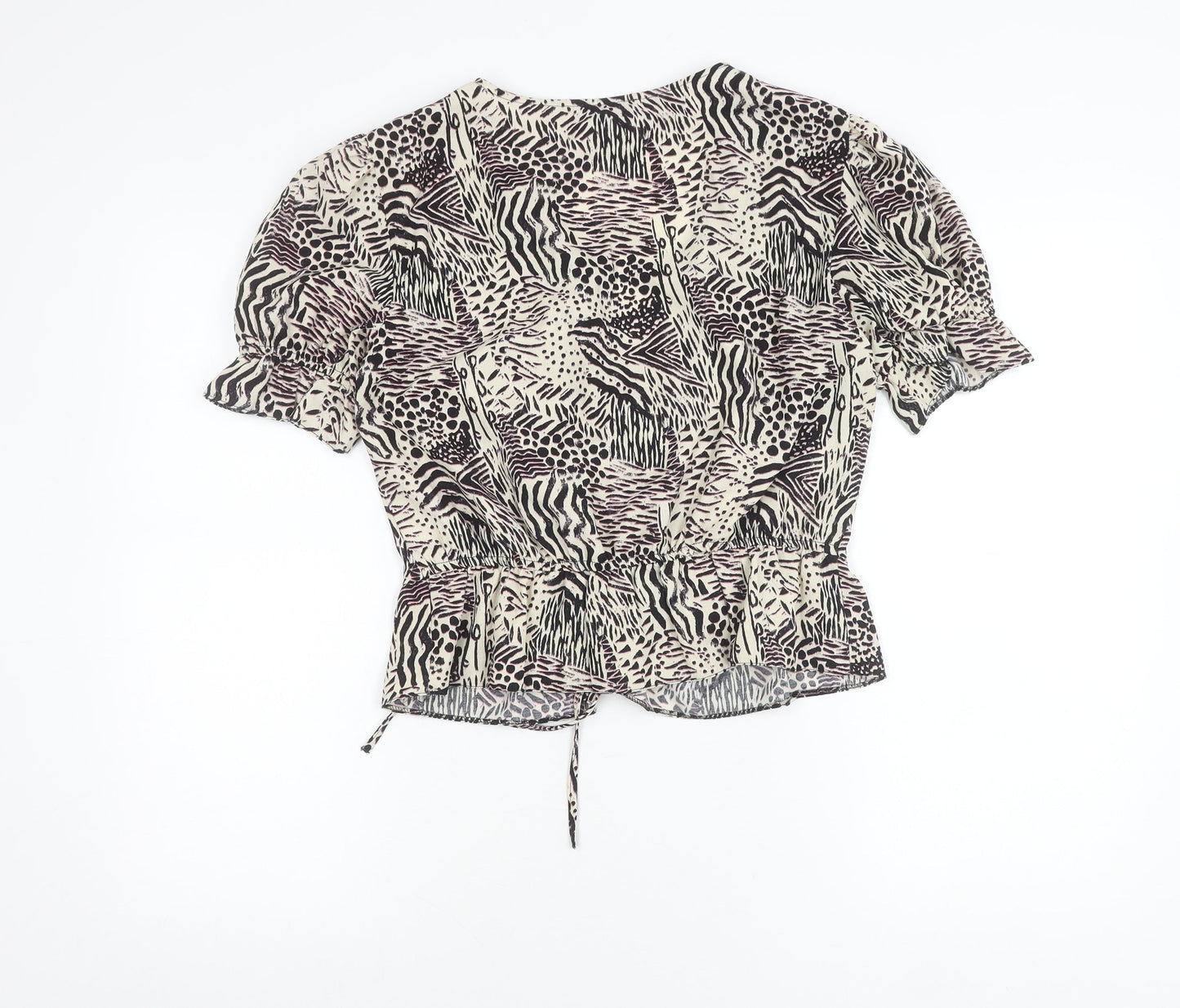 Topshop Women’s Multicoloured Animal Print Wrap Blouse UK 10