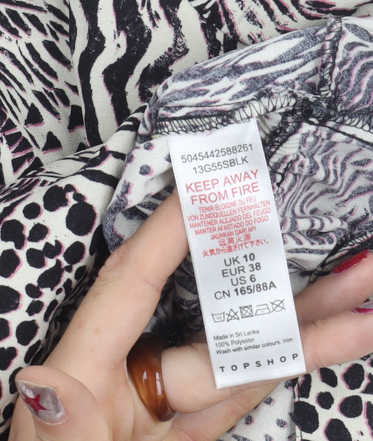 Topshop Women’s Multicoloured Animal Print Wrap Blouse UK 10