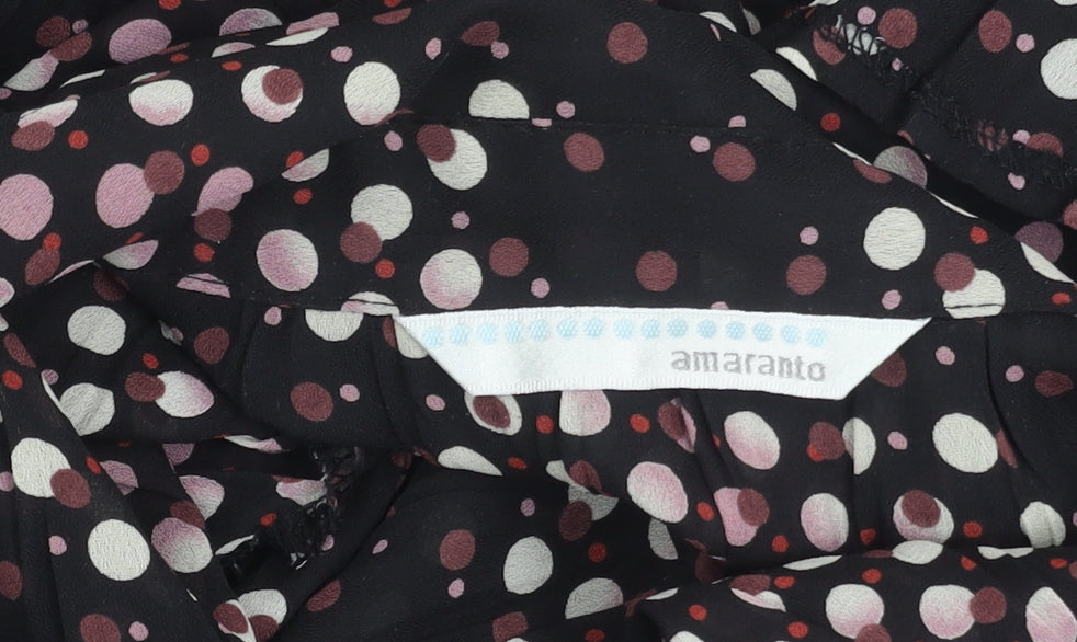 Amaranto Womens Black Polka Dot Sleeveless Button-Up Blouse Size 16