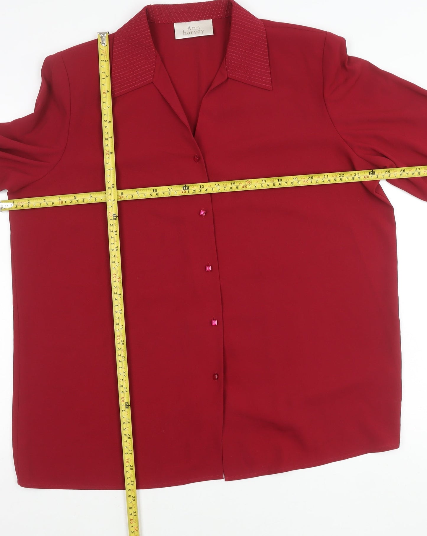 Ann Harvey Women’s Red Button-Up Shirt Size 16 Long Sleeve