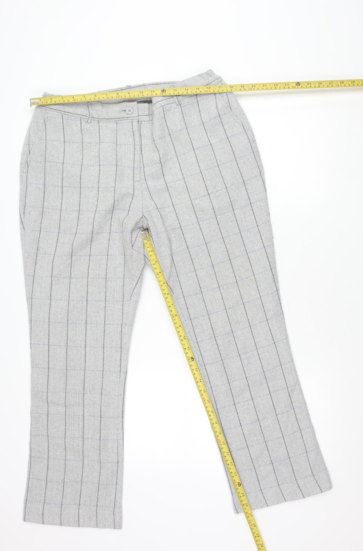 Cotton Traders Men's Grey Check Wool Blend Dress Pants Size 16 Regular