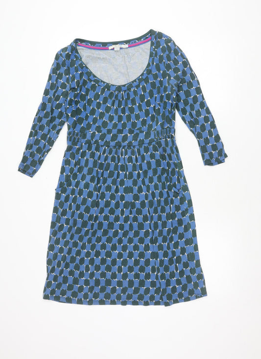 Boden Womens Blue Geometric Fit & Flare Dress Size 12