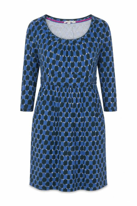Boden Womens Blue Geometric Fit & Flare Dress Size 12