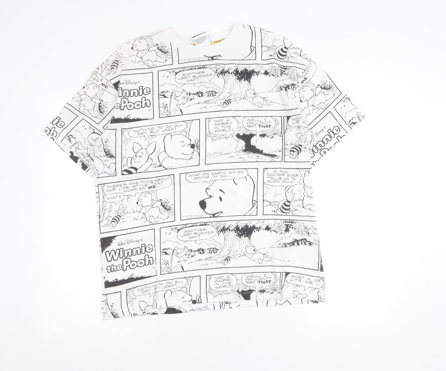 Disney at George Women’s White Winnie the Pooh Comic Print Cotton T-Shirt Size 8