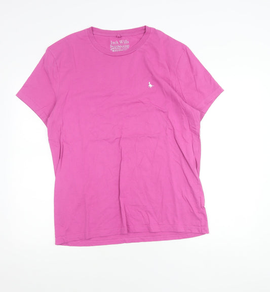 Jack Wills Men’s Pink Cotton Crew Neck Logo T-Shirt Size L