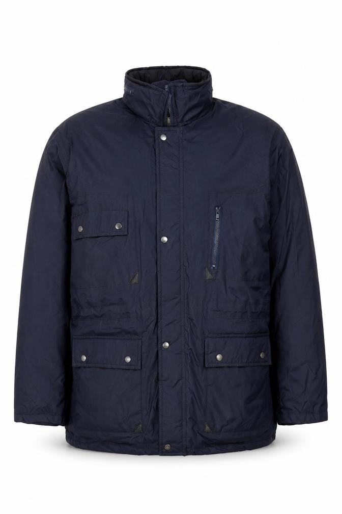 Bolt Men's Blue Parka Jacket L Full Zip Pockets Water Resistant