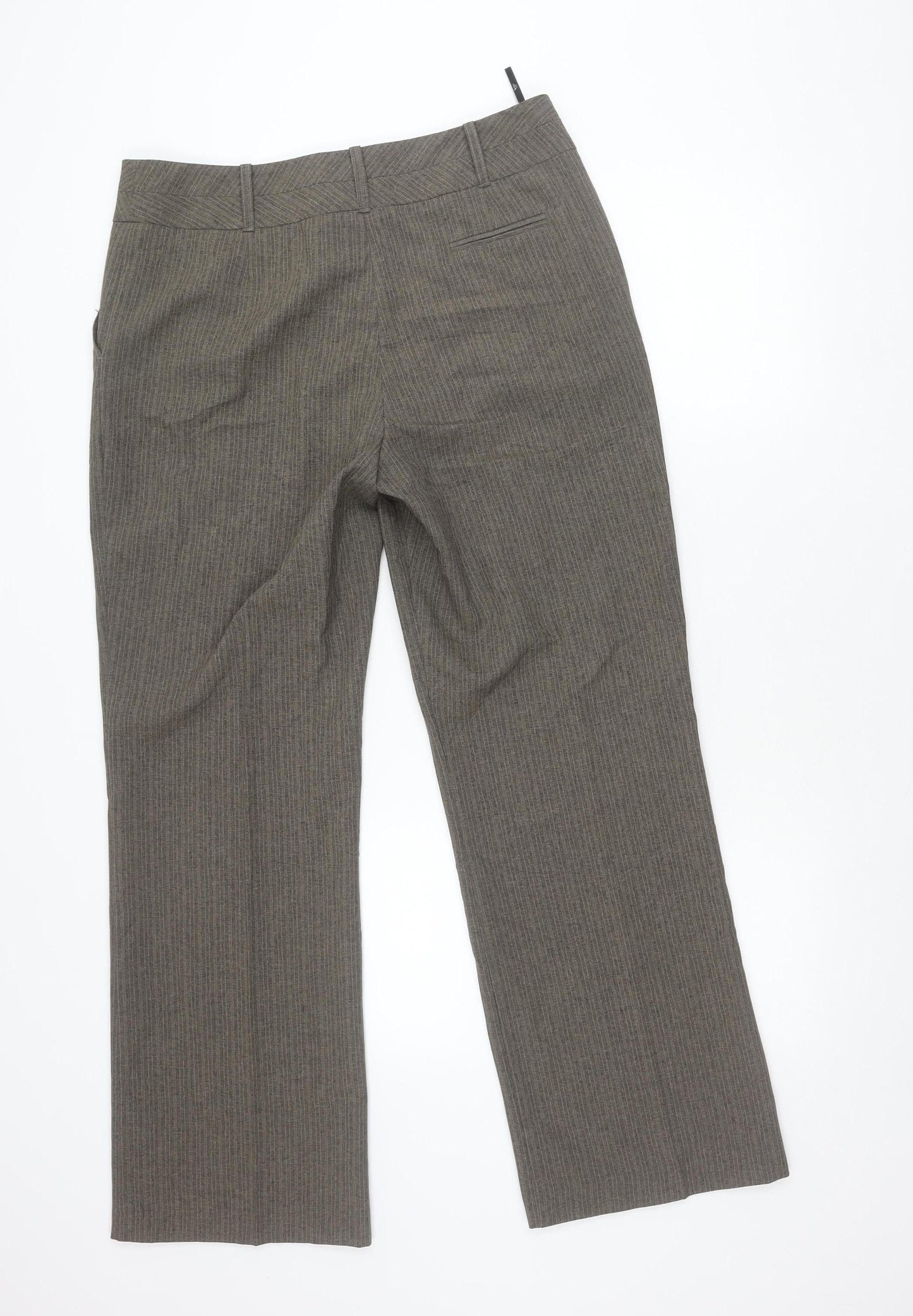 BHS Womens Brown Striped Dress Pants Size 14 Straight Work Trousers