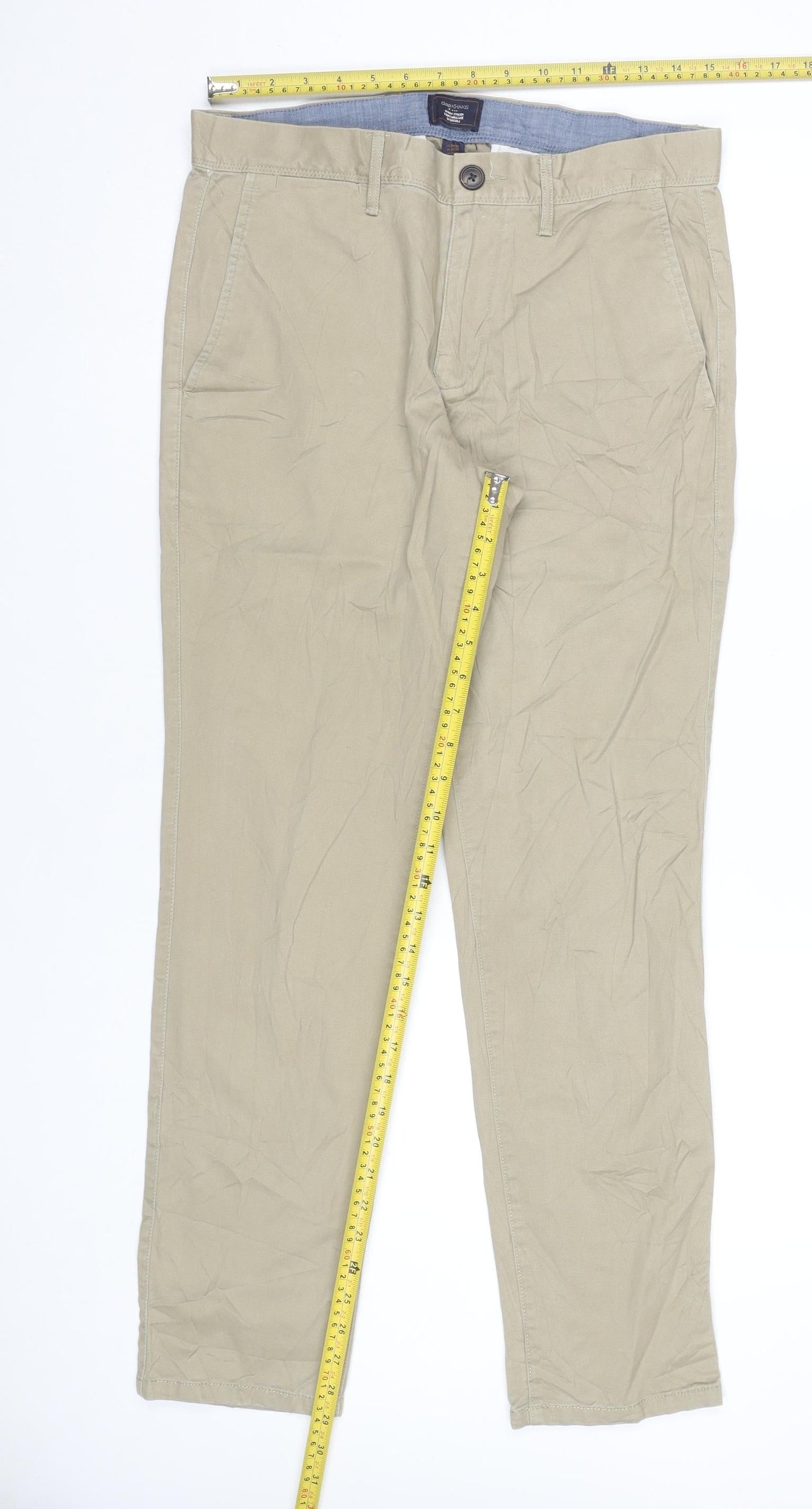 Gap Men's Beige Skinny Khaki Trousers Size 31x30 Slim Fit Cotton