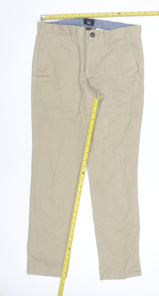Gap Men's Beige Skinny Khaki Trousers Size 31x30 Slim Fit Cotton