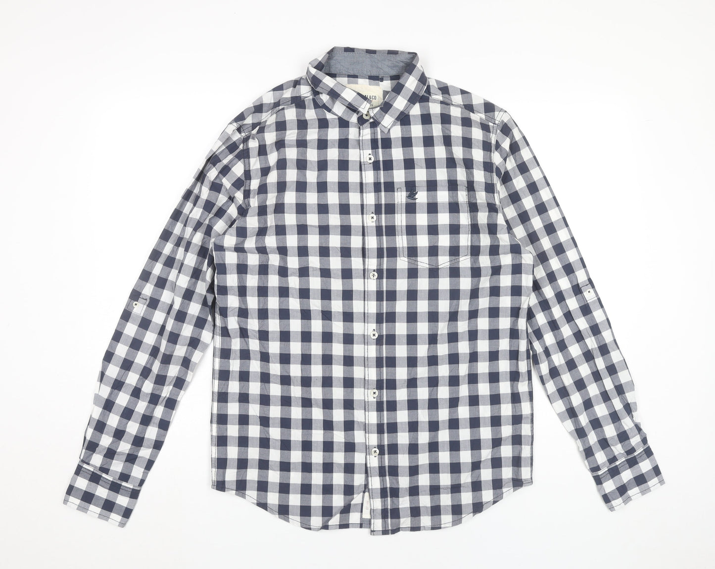 SoulCal & Co Men's Blue Check Long Sleeve Button-Up Shirt M