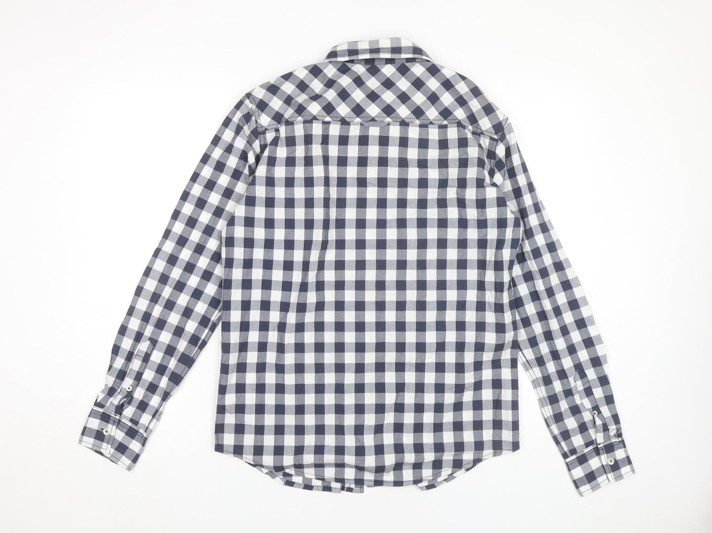 SoulCal & Co Men's Blue Check Long Sleeve Button-Up Shirt M