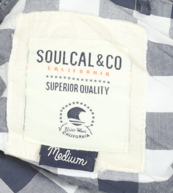 SoulCal & Co Men's Blue Check Long Sleeve Button-Up Shirt M