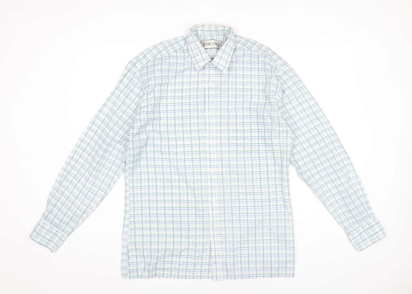 Pierre Leon Men's Multicoloured Check Long Sleeve Dress Shirt Size 15 Regular