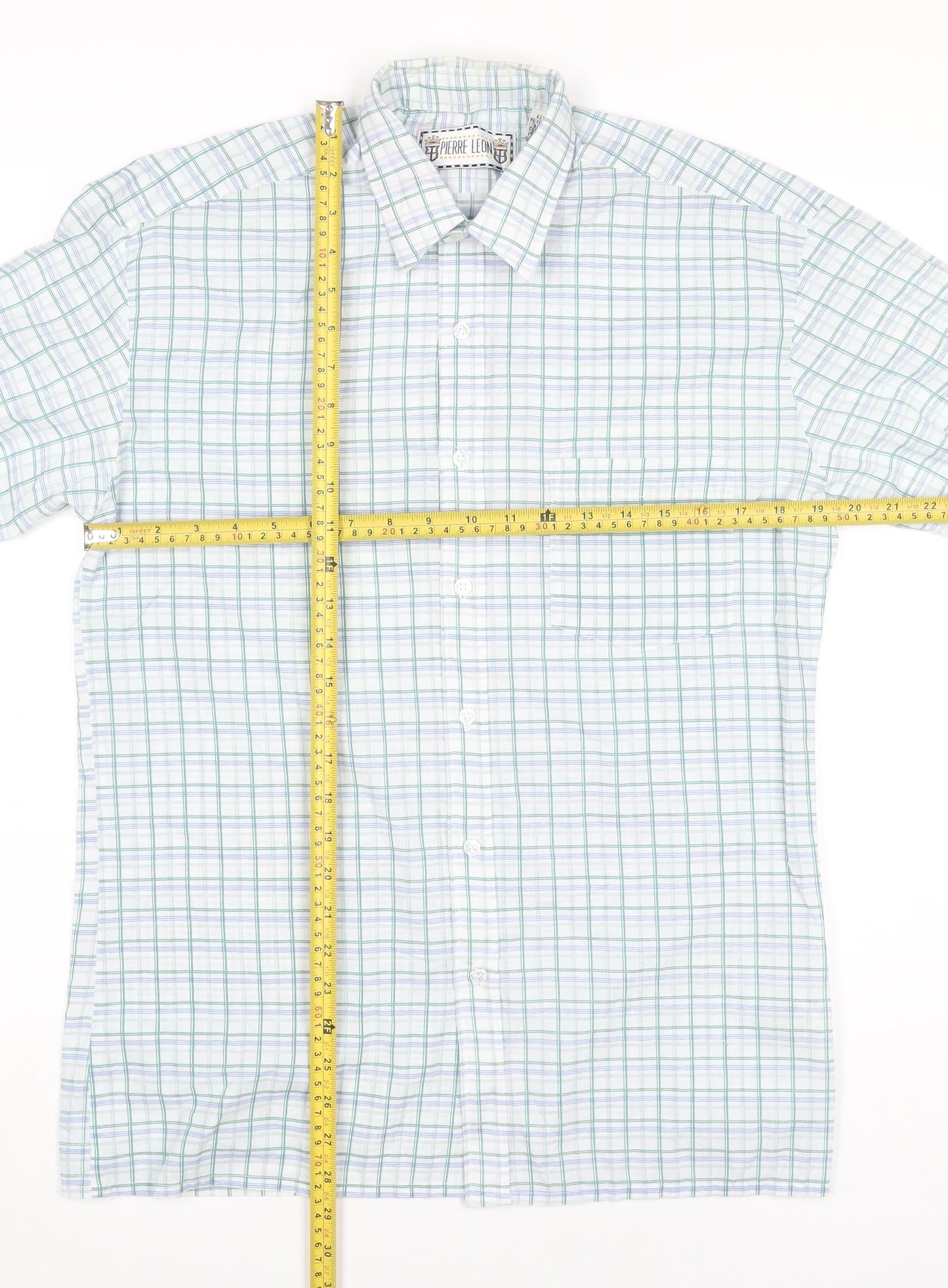 Pierre Leon Men's Multicoloured Check Long Sleeve Dress Shirt Size 15 Regular