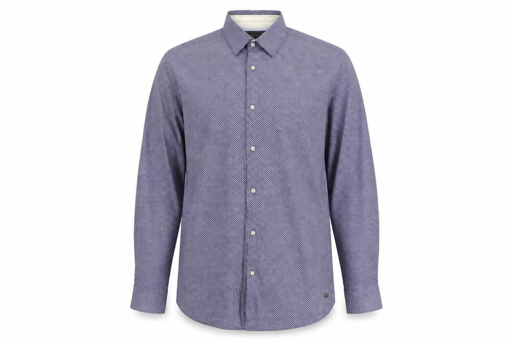 Scotch & Soda Men’s Blue Polka Dot Cotton Long Sleeve Dress Shirt L
