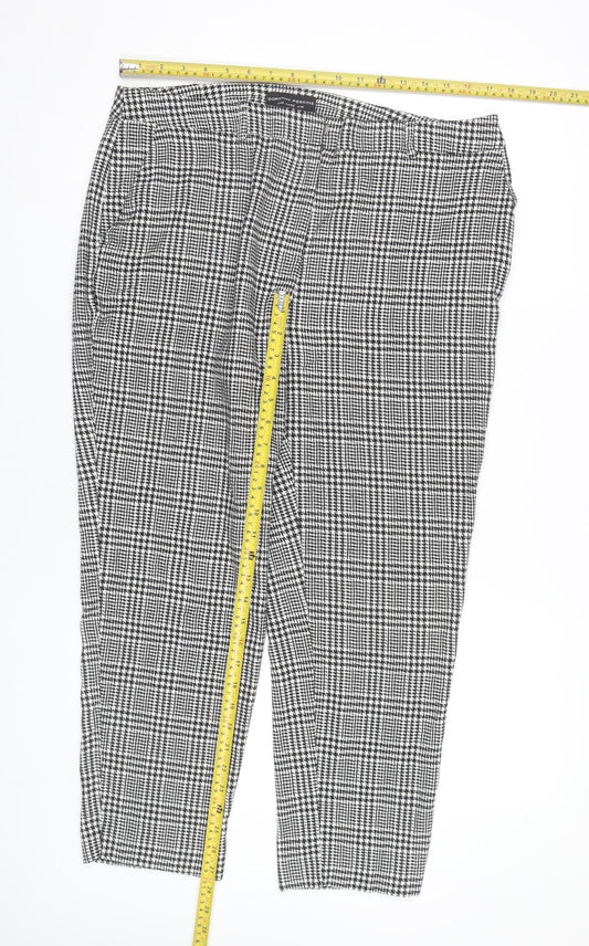 Dorothy Perkins Women’s Black Check Tapered Trousers UK 14 Slim Fit