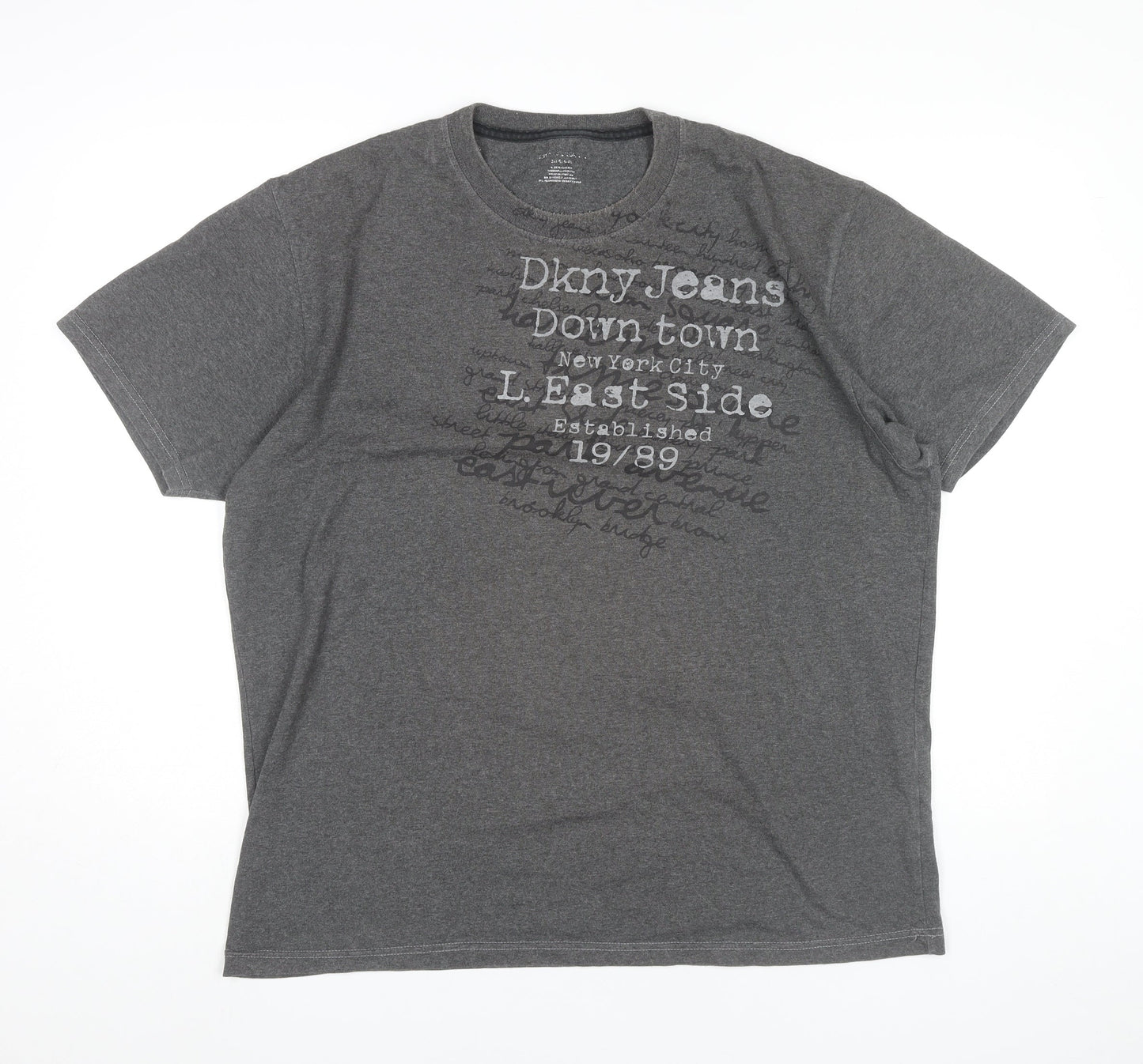 DKNY Mens Grey 2XL Graphic Print Crew Neck Short Sleeve T-Shirt