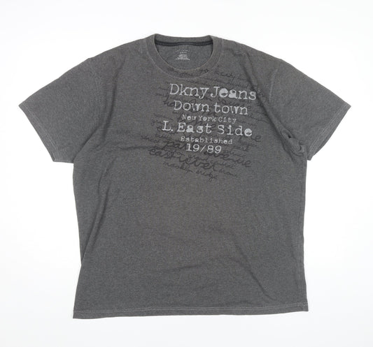DKNY Mens Grey 2XL Graphic Print Crew Neck Short Sleeve T-Shirt